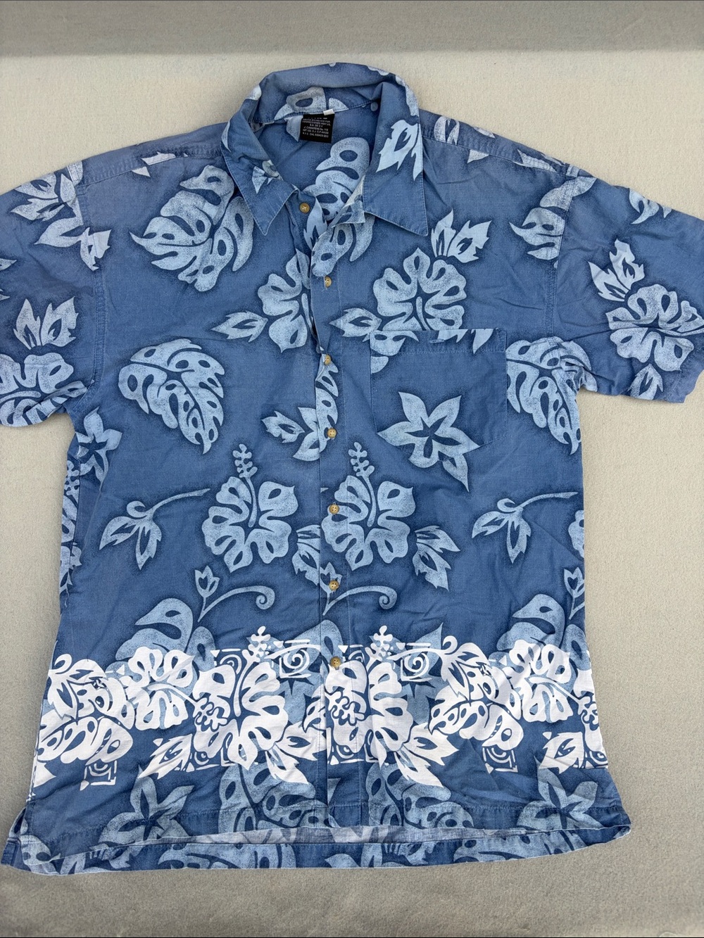 Men's Blue Floral Short-Sleeve Button-Down Camp Shirt